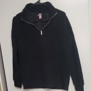 No Boundaries Black Fuzzy Half-Zip Sweater